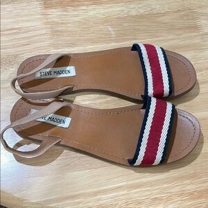 Steve Madden Red and Blue Striped Sandals